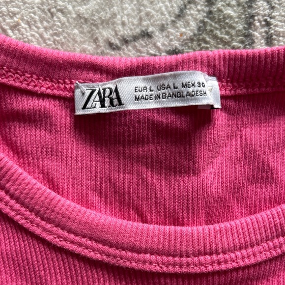 Zara Hot Pink Ribbed Crop Tank - Picture 2 of 2